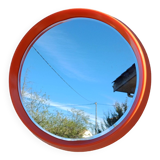 Vintage round plastic orange mirror