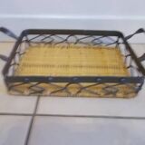 Wicker and iron serving tray