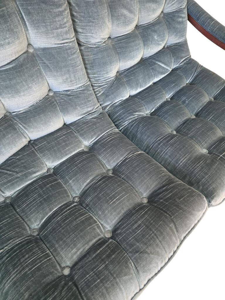 Vintage blue three-seater sofa