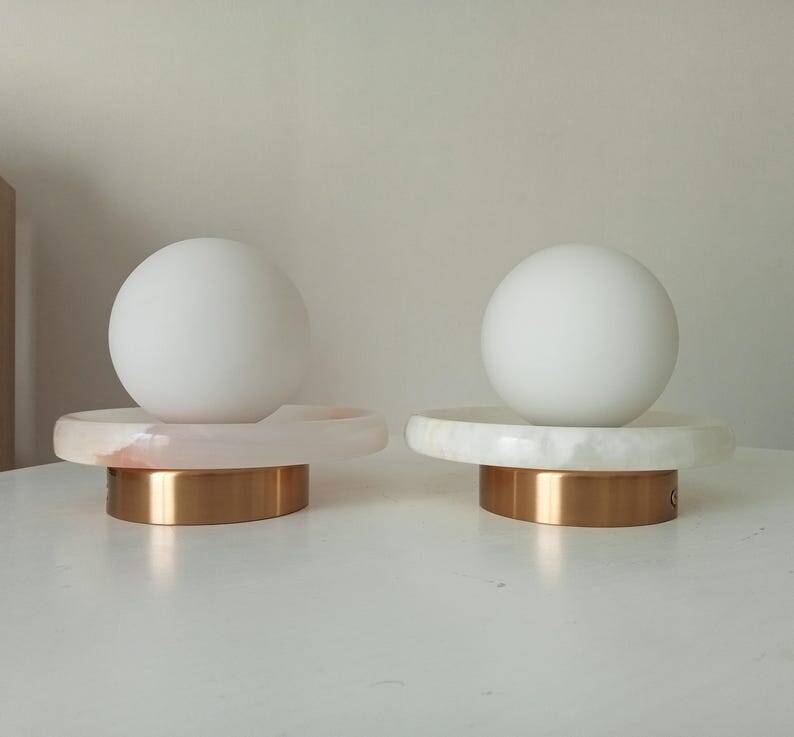 Pair of modern wall sconces Onyx and Opaline