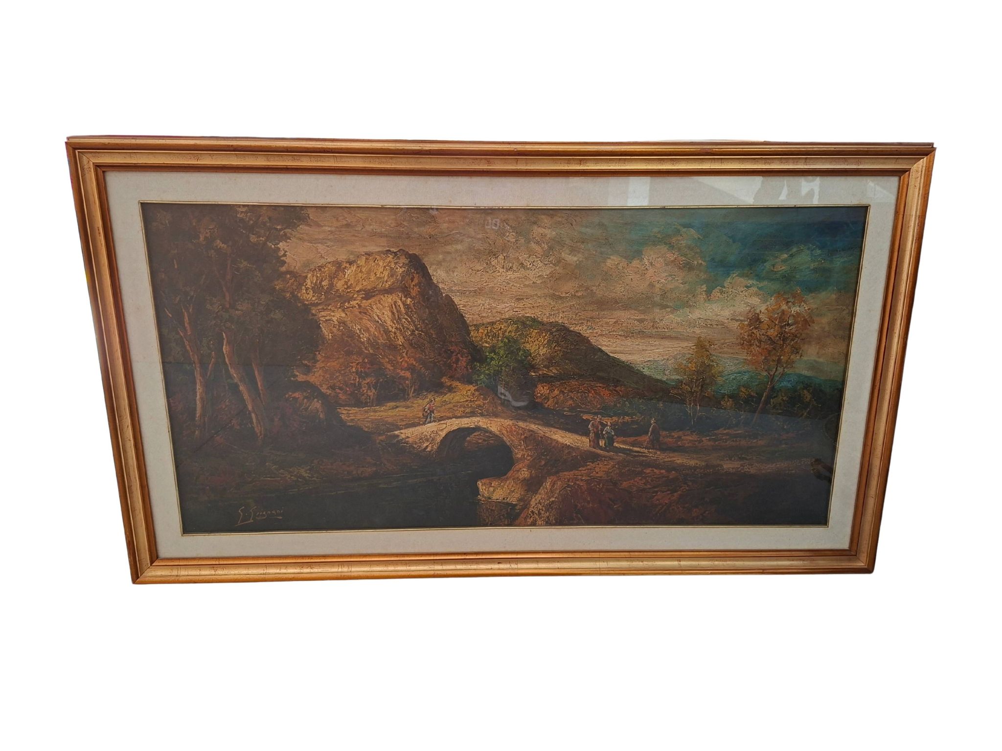 Dipinto a Olio "Paesaggio con Ponte" G. GRIGNANI. 1983
