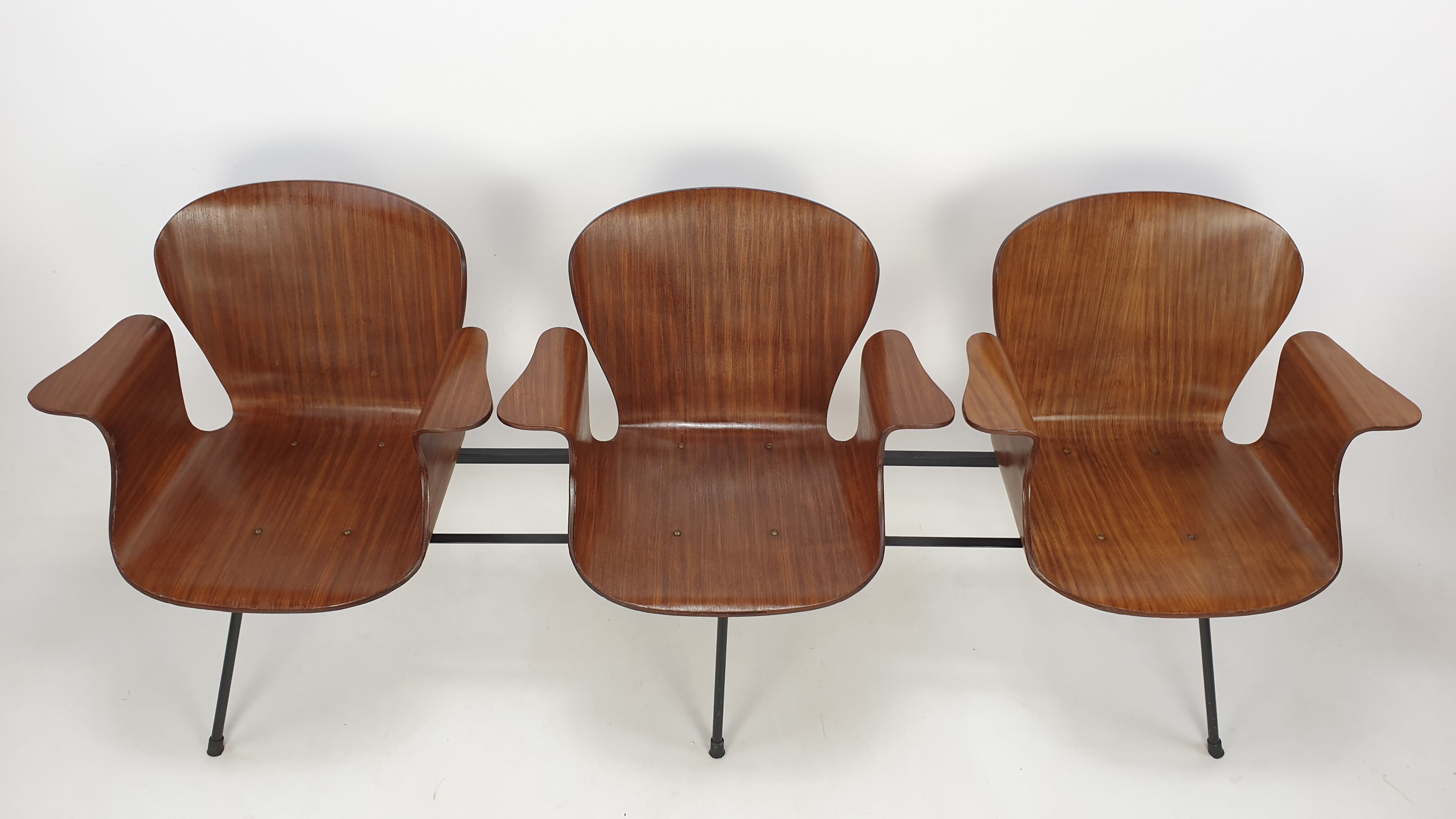 Mid Century Italian 3-seat Bench by Carlo Ratti, 50's