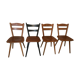 Set of 4 mismatched vintage chairs compass legs