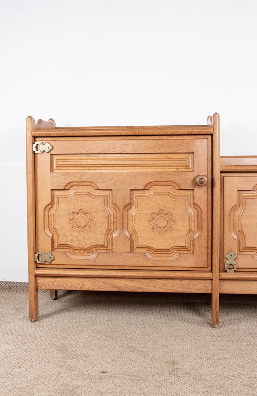 French enfilade in solid oak by Guillerme and Chambron 1960.