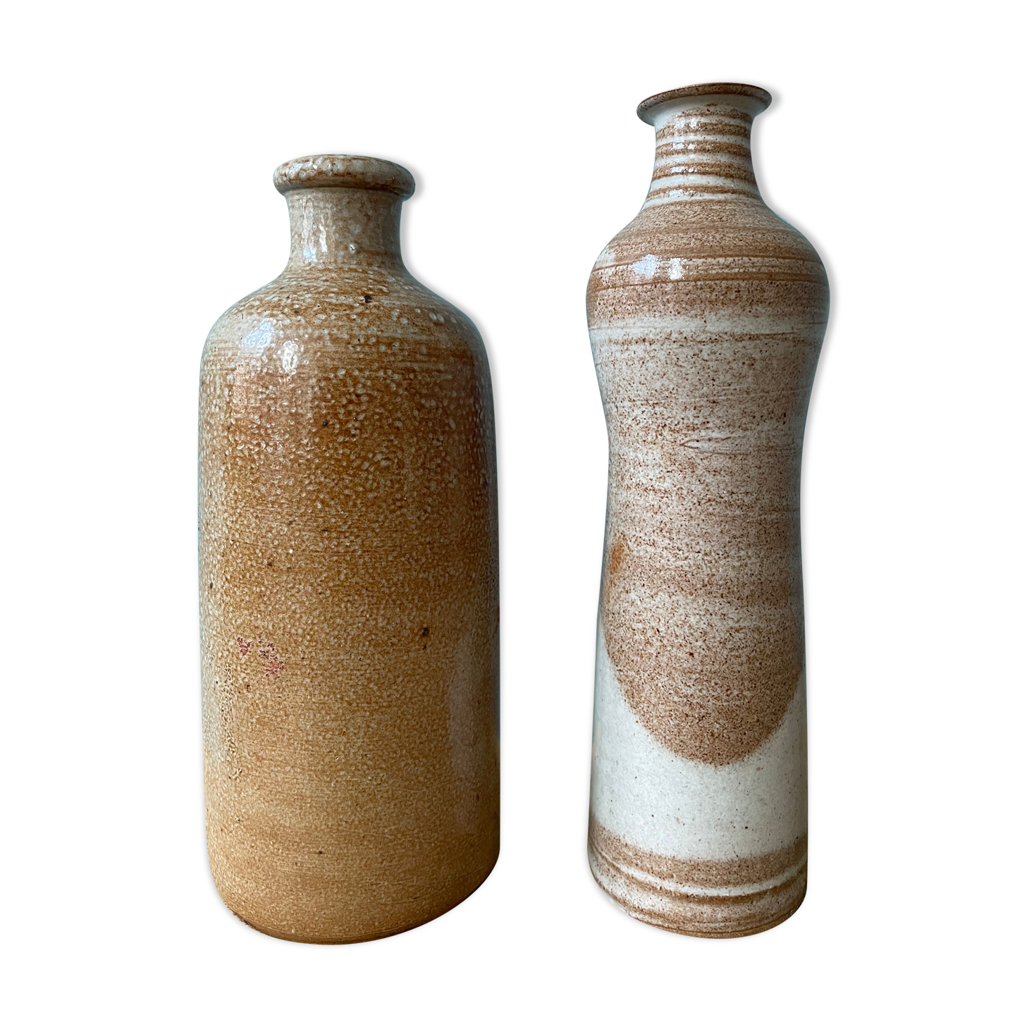 Lot d’un vase et d’un pichet vintage en grès vernissé