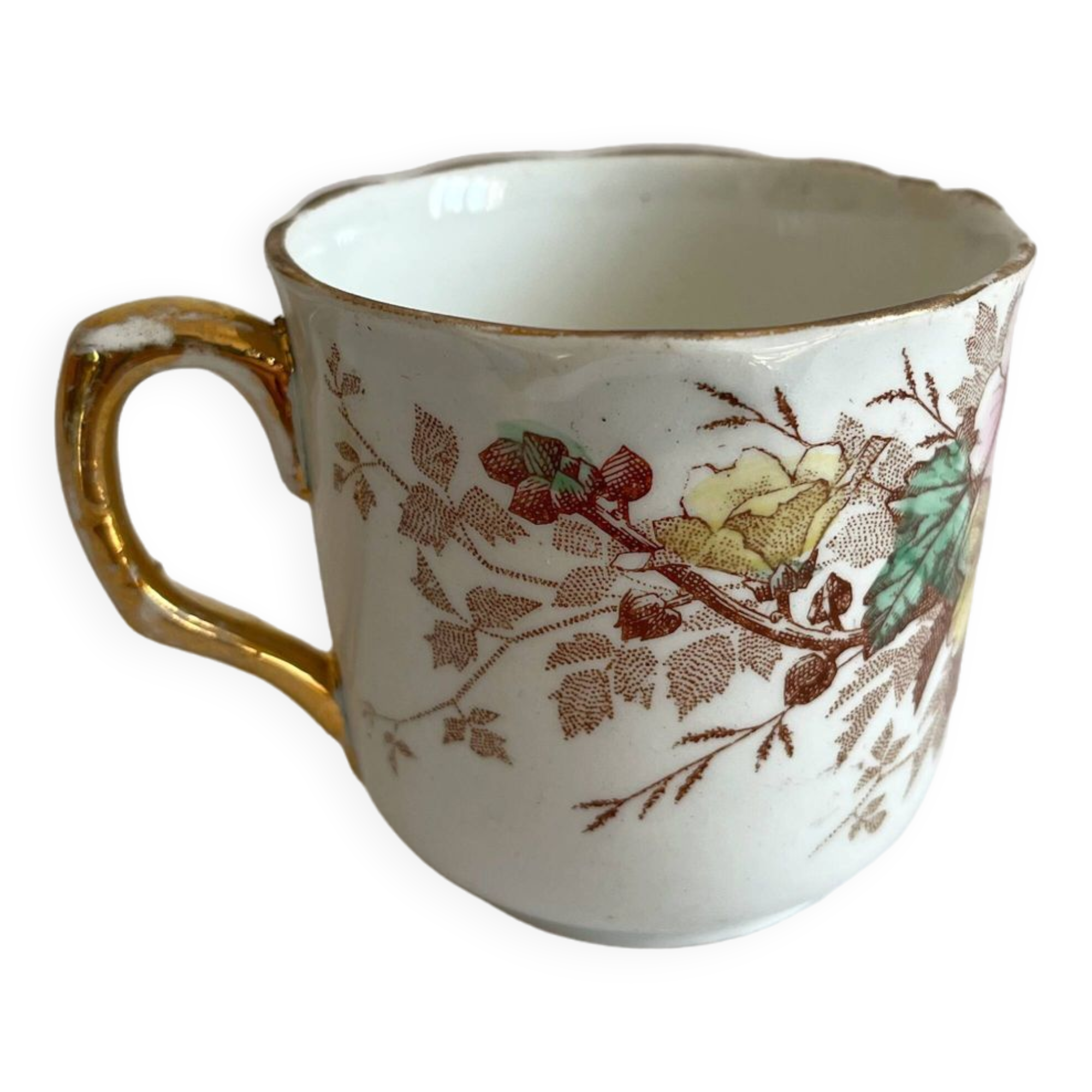 Polychrome ironstone coffee cup KG Lunéville