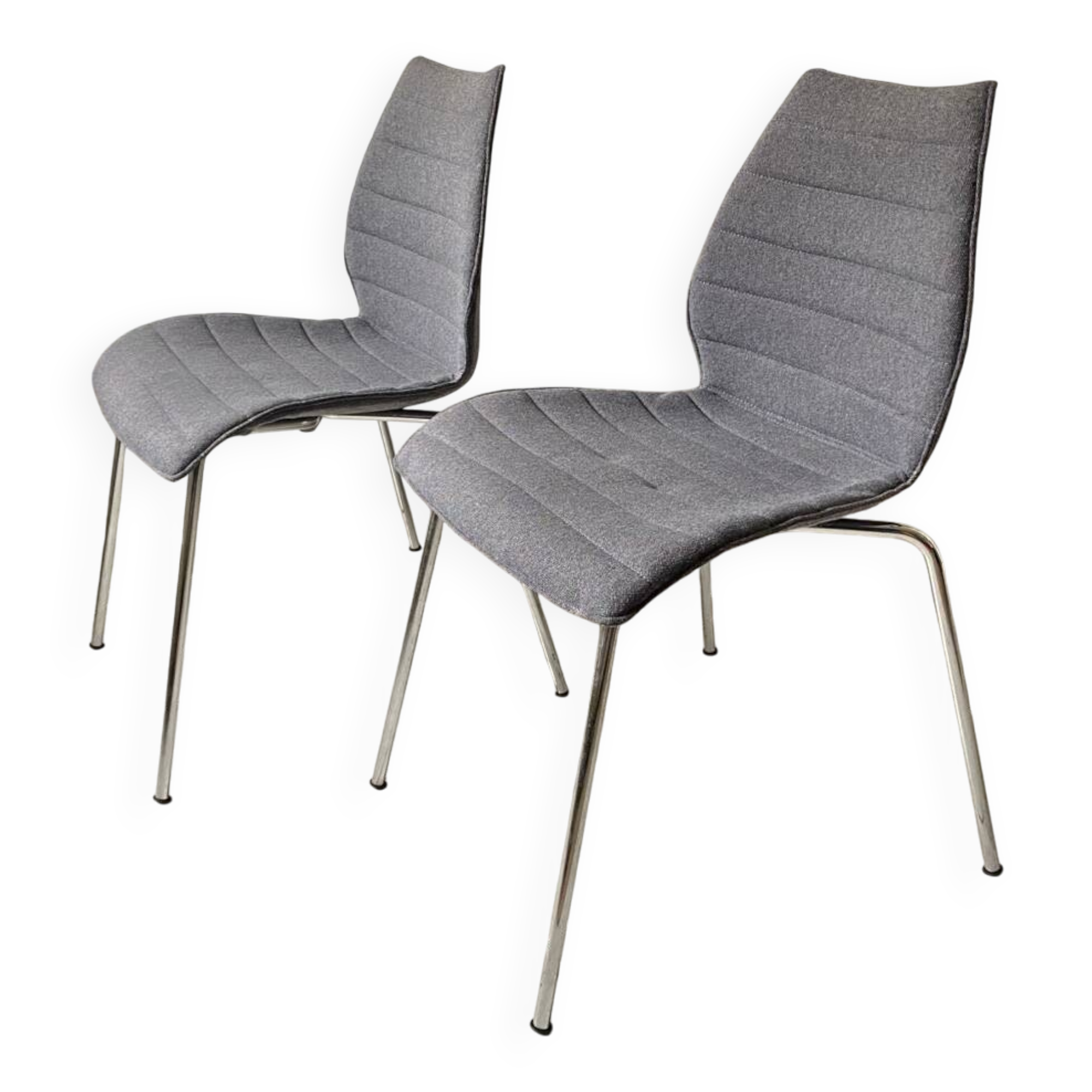 Pair of Kartell Mauï Soft grey chairs, designed by Vico Magistretti
