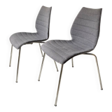 Pair of Kartell Mauï Soft grey chairs, designed by Vico Magistretti