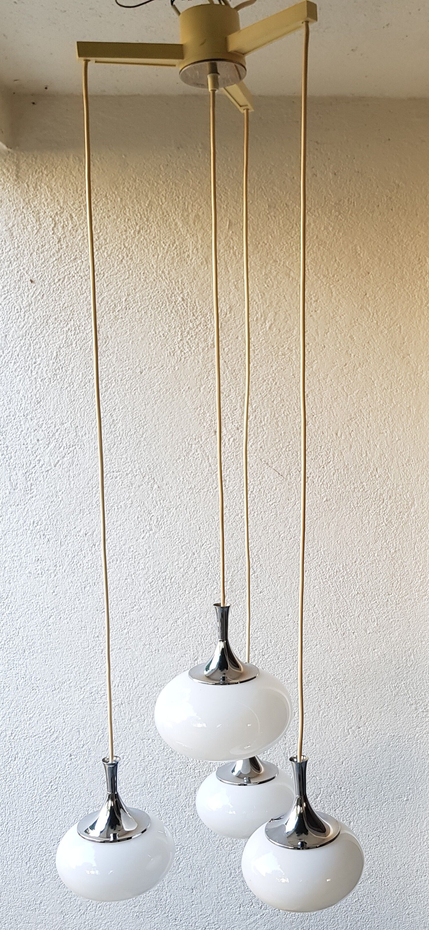 opaline and chrome metal chandelier 70