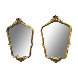 Paire de miroirs dorés, 50 x 30 cm