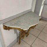 Console style louis xv, bois dorée et marbre, xixème siècle