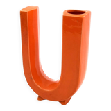 Space age U letter ceramic solifleur vase, Marcel Radureau France 1970