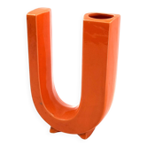 Vase solifleur en céramique lettre U Space Age, Marcel Radureau France 1970