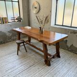 Aranjou farmhouse table in blond elm, 1950s