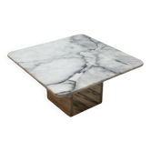 Vintage design square coffee table - white Carrara marble statuario