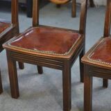 Ensemble de 6 chaises avec assises en cuir par Étienne Kohlmann 1960’s