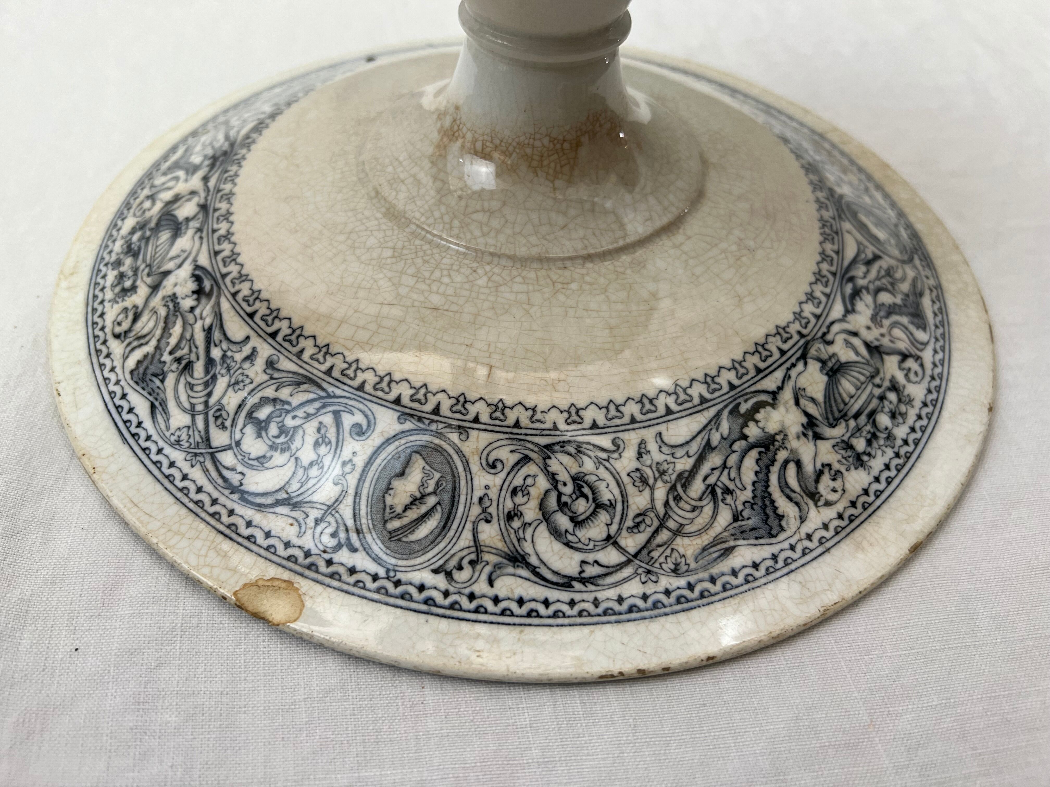 Stand cup compotier iron earth Minton monogram M