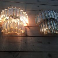 Transparent “Triedro” Murano glass wall sconce