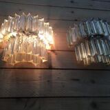 Transparent “Triedro” Murano glass wall sconce