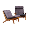 Pair Hans J.Wegner Lounge Chairs Ge-375 for Getama, 1969
