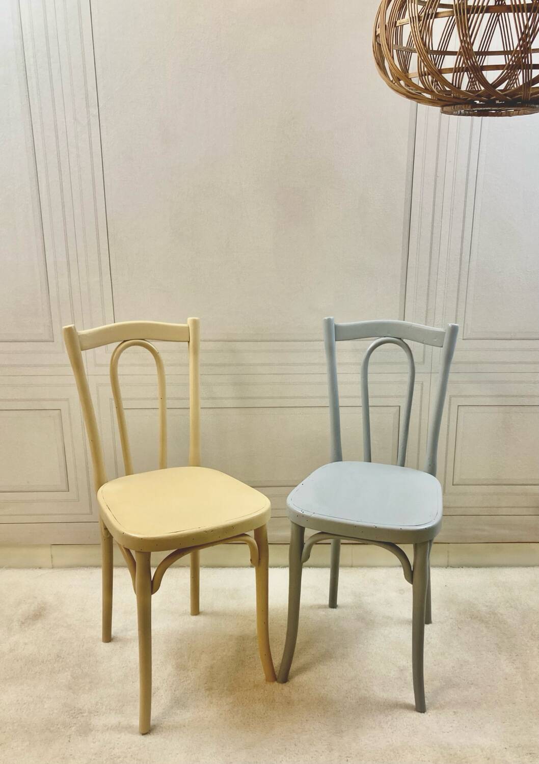 Vintage Thonet bistro chairs – pastel colours