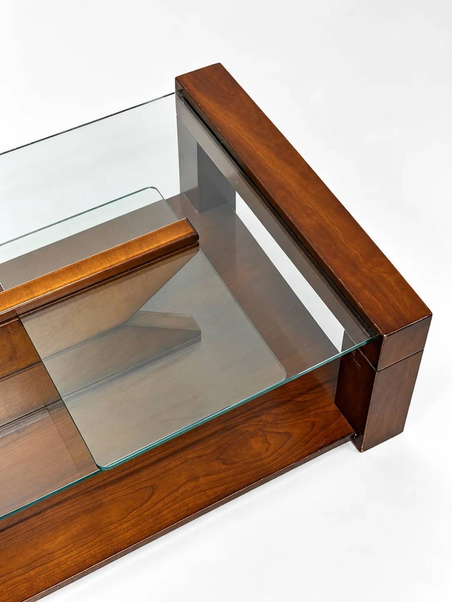 Wood and glass coffee table, 1980s