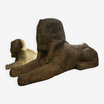 Pair of stone sphinxes