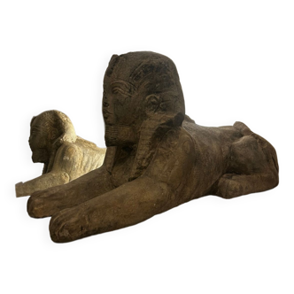 Pair of stone sphinxes