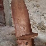 Pair of hand-carved wooden folding chairs – African origin, animal and face motifs, mid-20th century