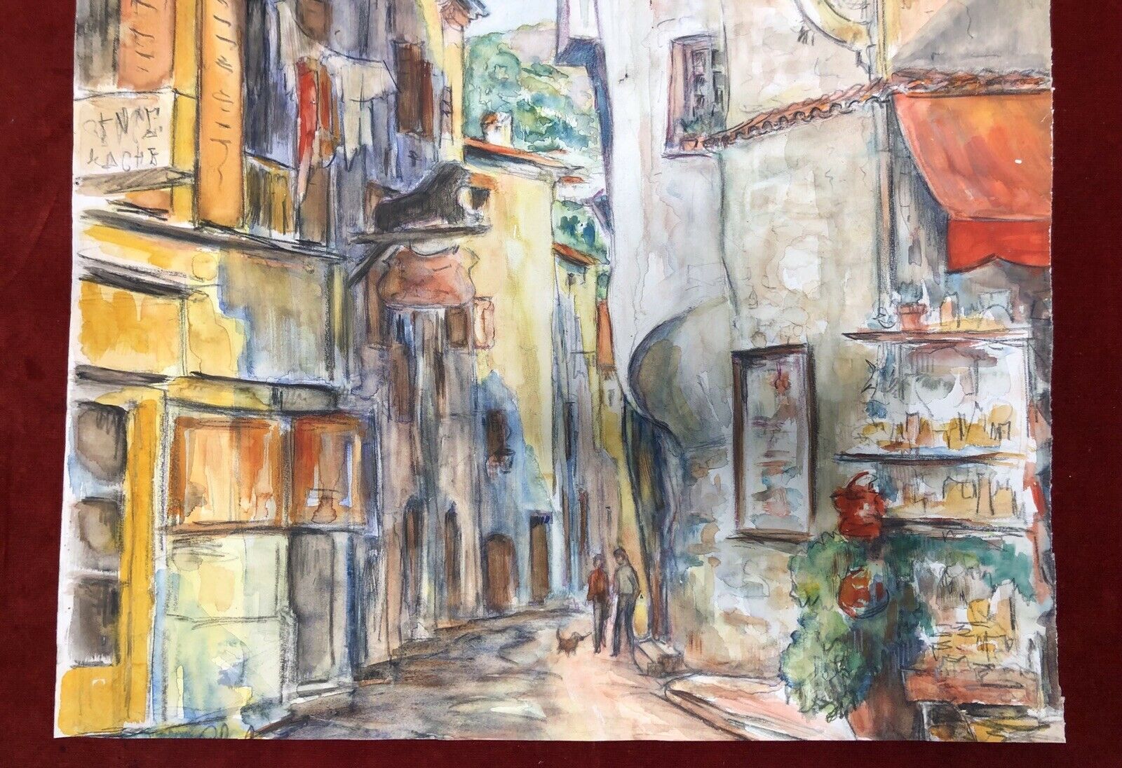 Watercolor Saint-Paul de Vence, rue portail-levis