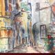 Watercolor Saint-Paul de Vence, rue portail-levis