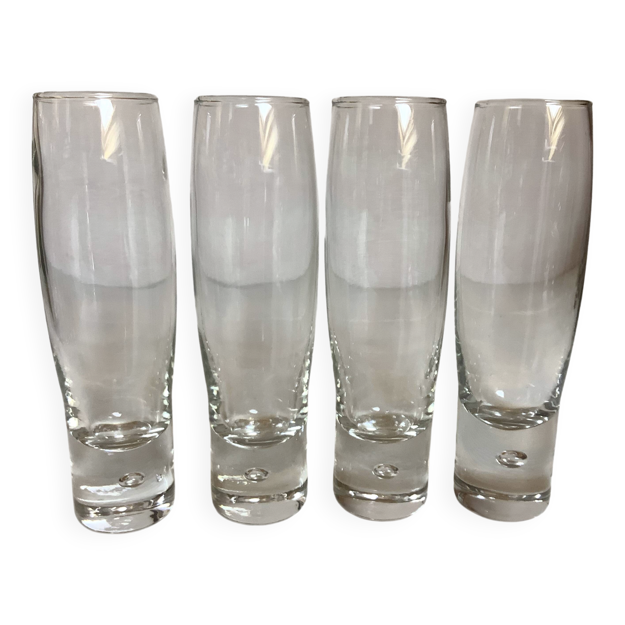 4 bubble foot flutes in Kosta Boda style