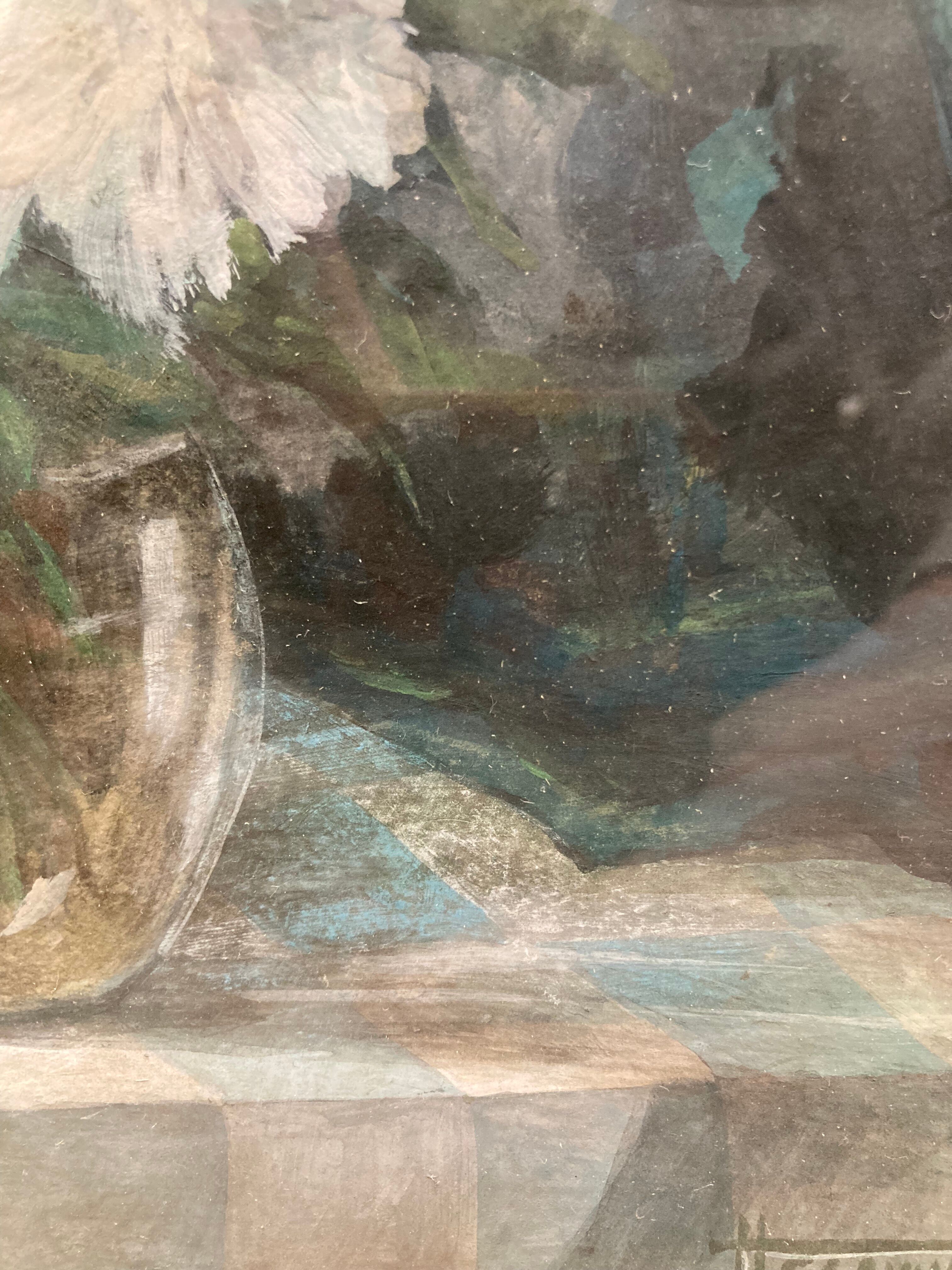 Vintage gouache painting