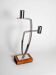 Candlestick in stainless steel and rosewood, 2 flames, Denmark, 1970s