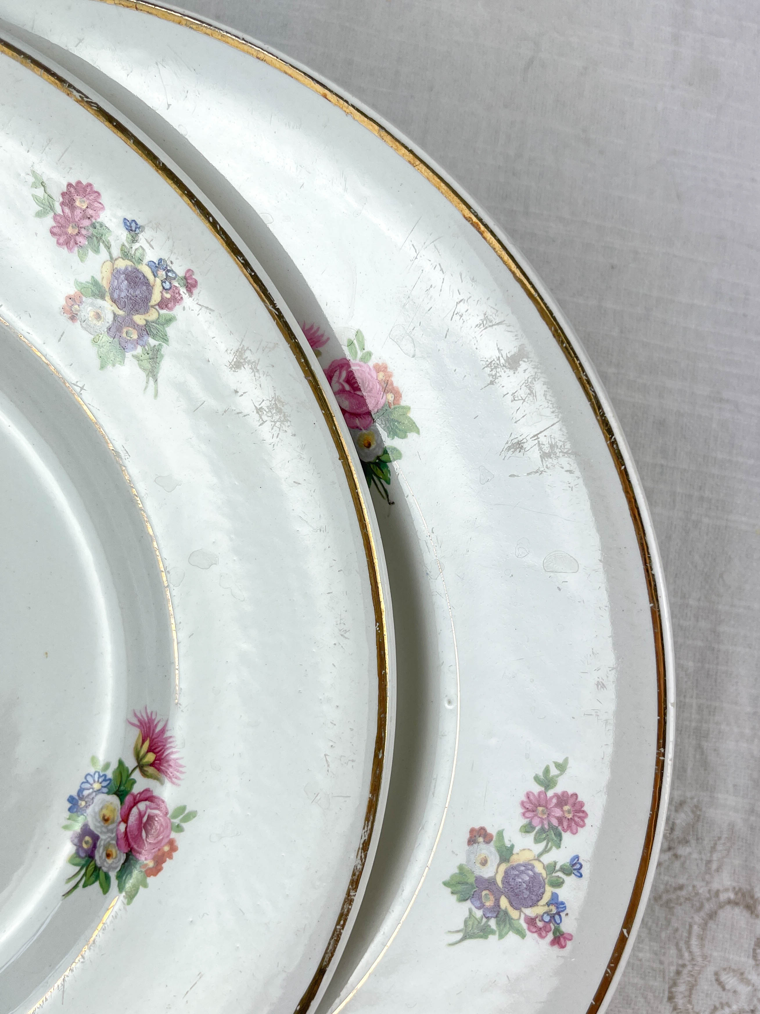 6 assiettes terre de fer salins modèle "anny" motif fleuris