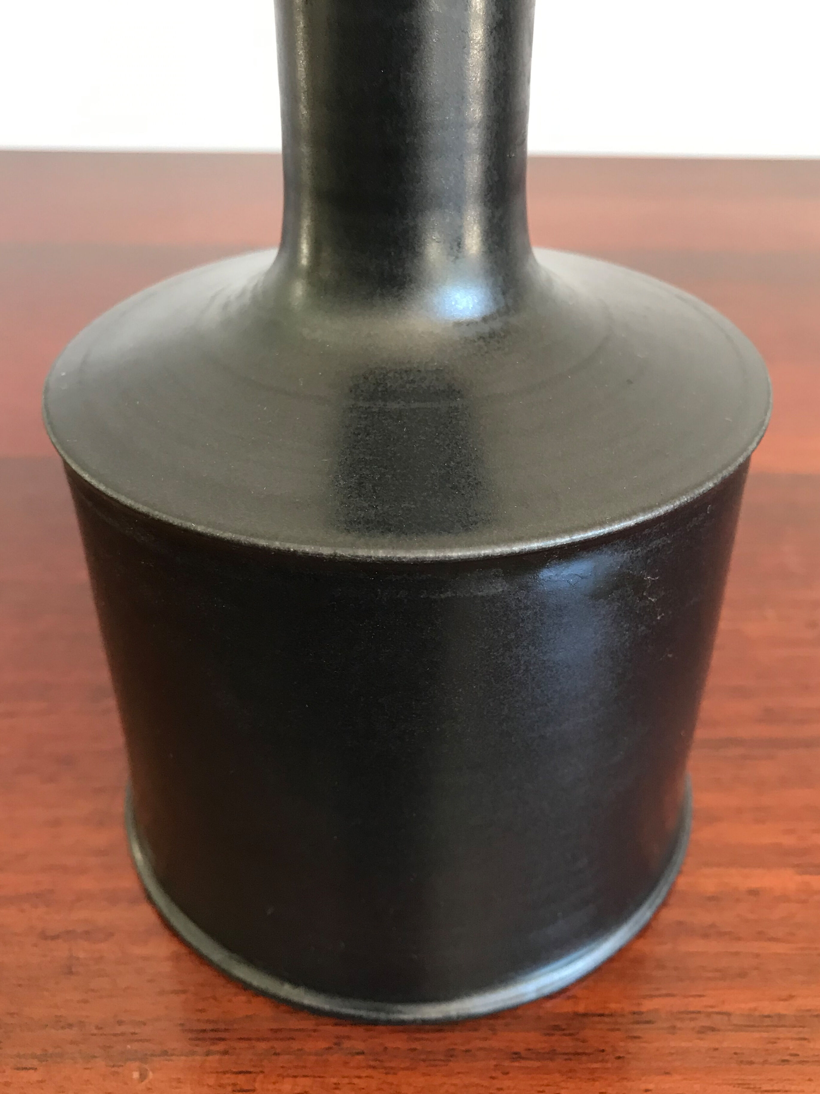 Italian black Ceramic vase by Franco Bucci, Pesaro, 1970s