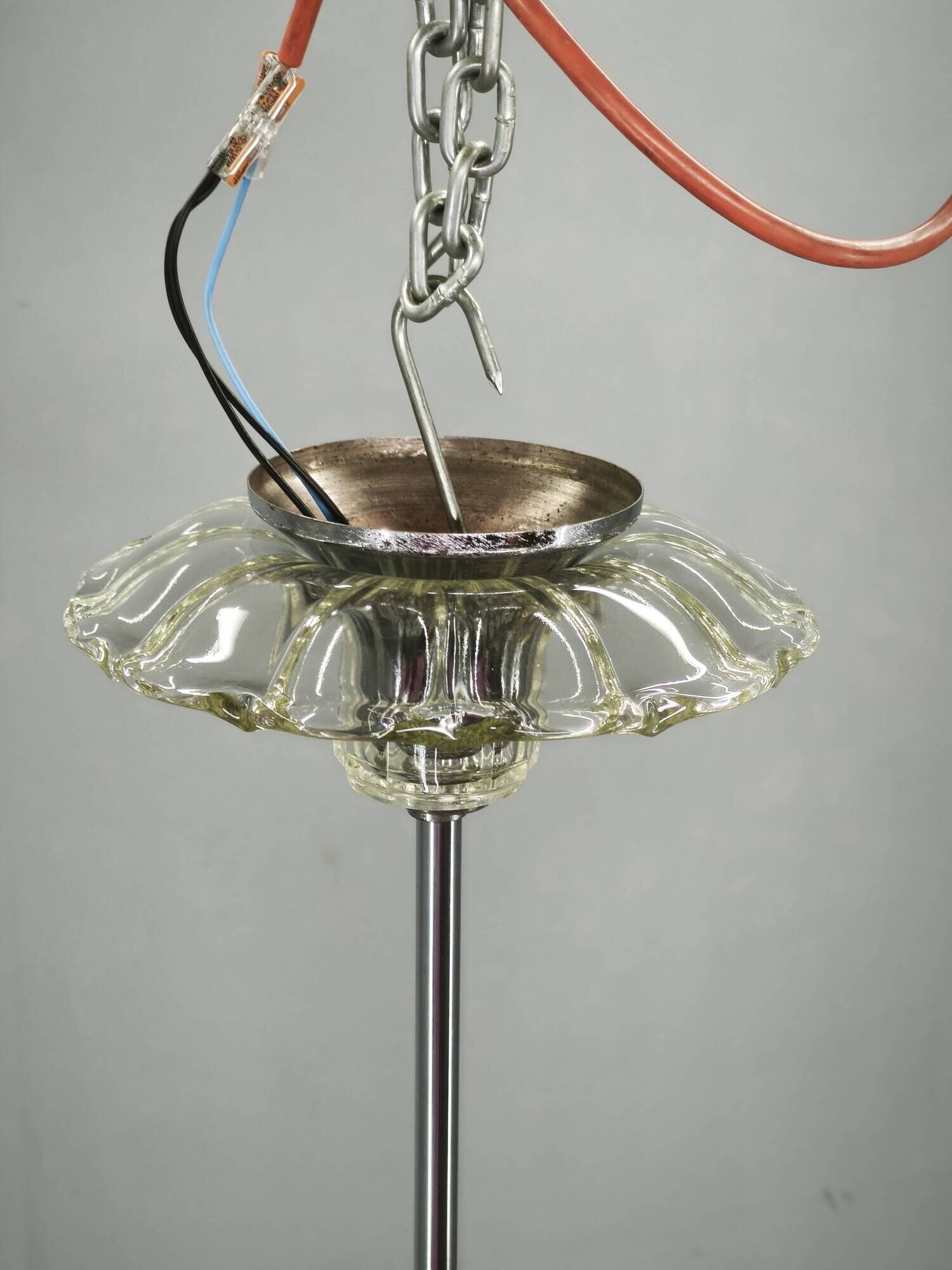 Art Deco Six-Arm Glass Chandelier, Czechoslovakia, 1930s