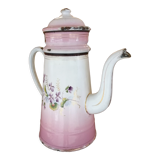 Enamelled sheet metal coffee maker with floral decoration