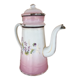 Enamelled sheet metal coffee maker with floral decoration