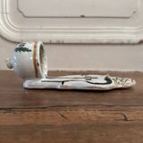 Wall-mounted holy water font in polychrome earthenware from the Nevers factory, 18th century