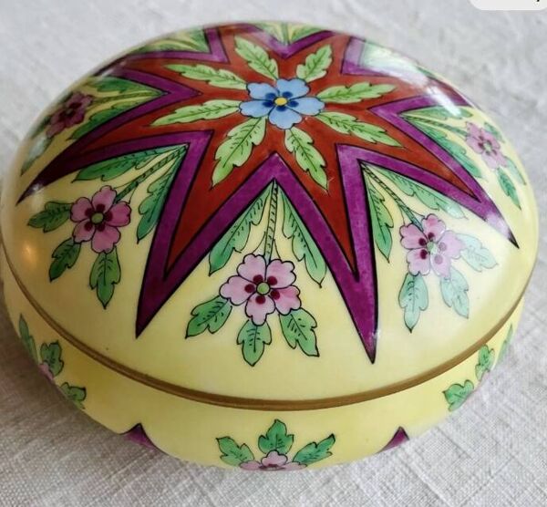 Bonbonnière Art Déco 1920- 1930 Porcelaine de Limoges peinte à la main