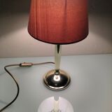 Golden metal lamp and lampshade fishing skin / vintage 70s-80s