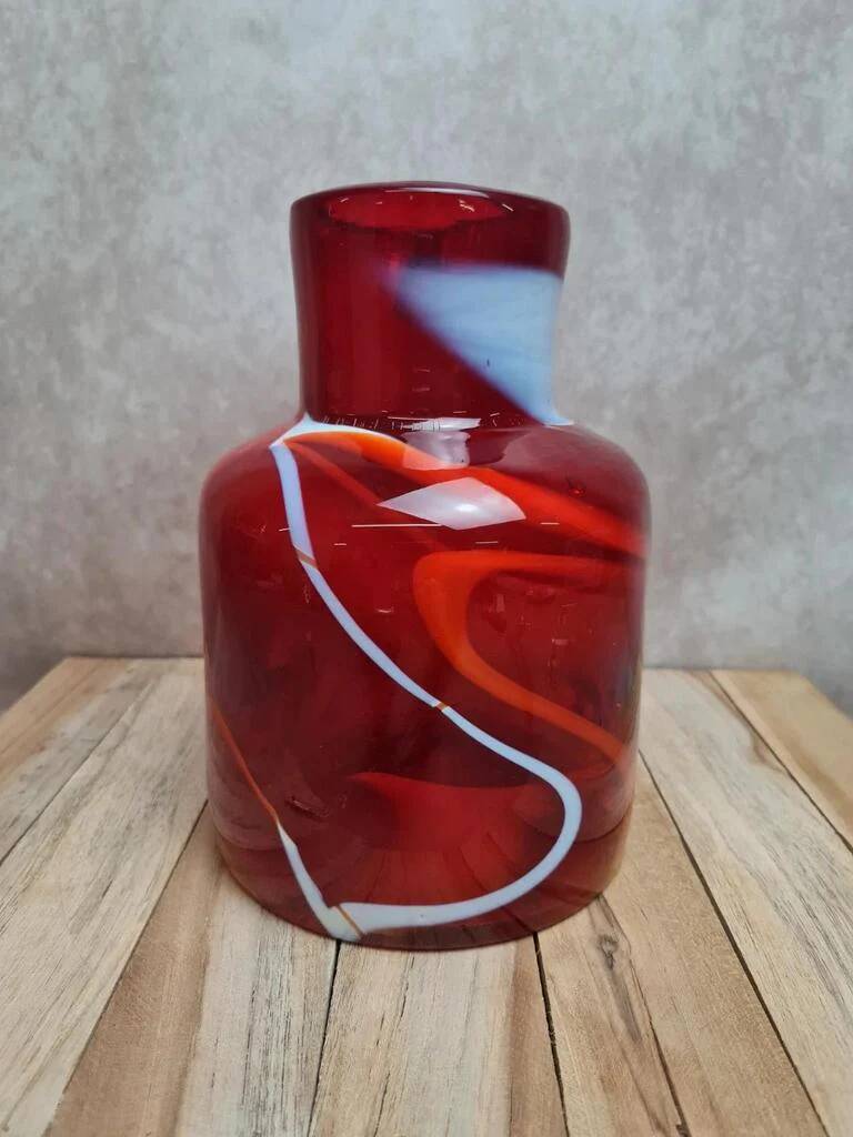 Vase / jug in blown red glass – Murano style – vintage piece from the 1970s