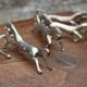 Set of 5 vintage silver metal horse knife rests