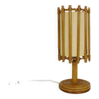 Lampe de chevet, lampe de table en rotin, bambou Années 50