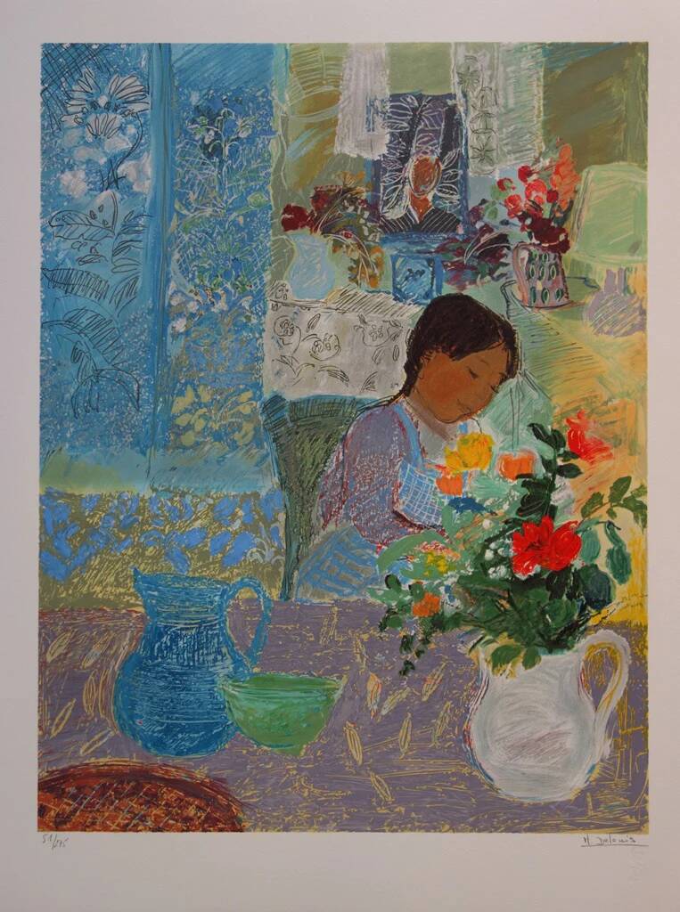 Nancy DELOUIS: Little girl's dream, original signed lithograph.