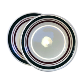 Hollow porcelain plates style Basque stripes burgundy and green
