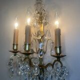 Applique XIXe siècle, bronze et pampilles en cristal