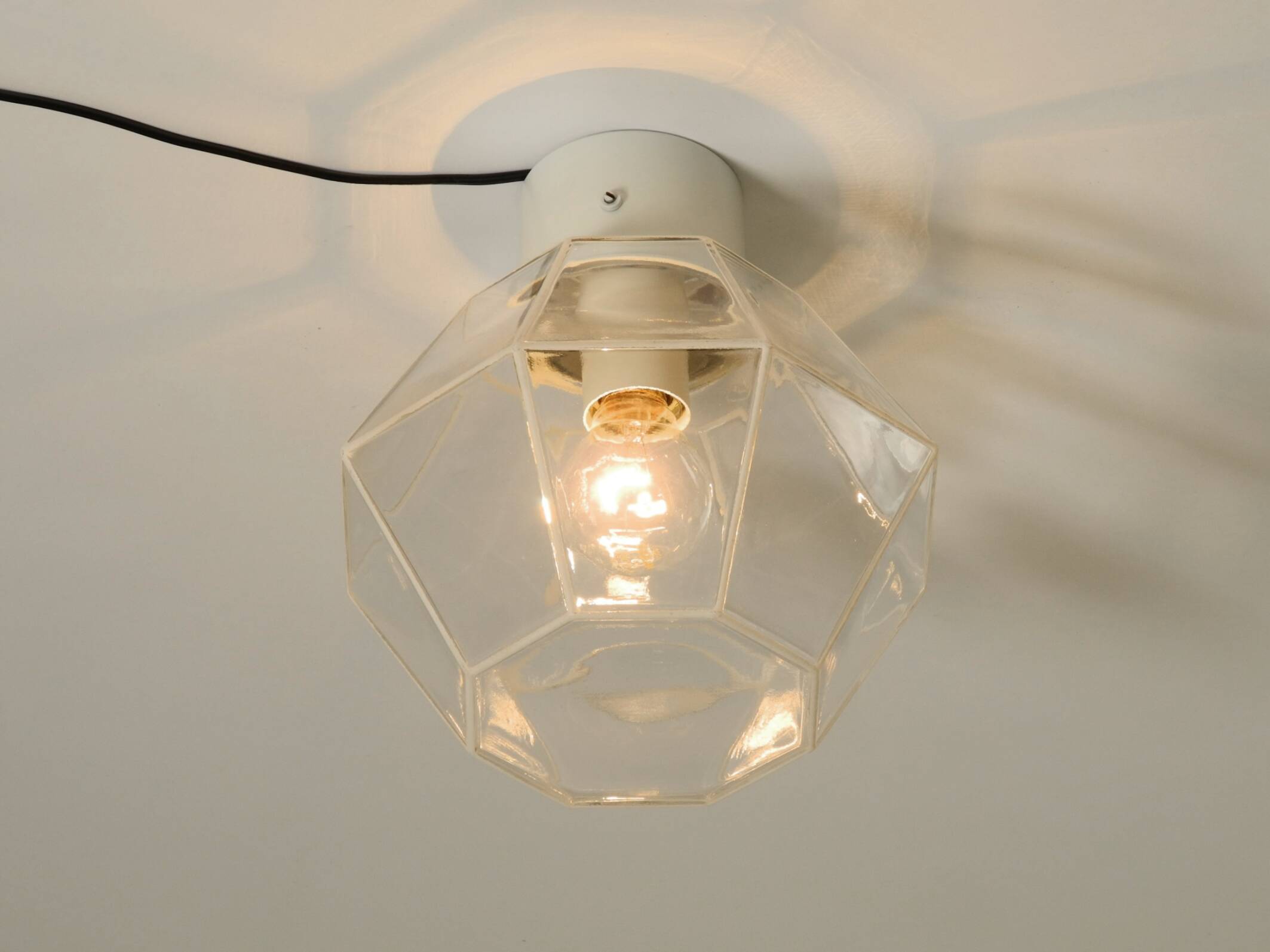 Beautiful 1970s Limburg glass ceiling lamp in octagon shape