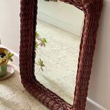 Vintage rattan wall mirror